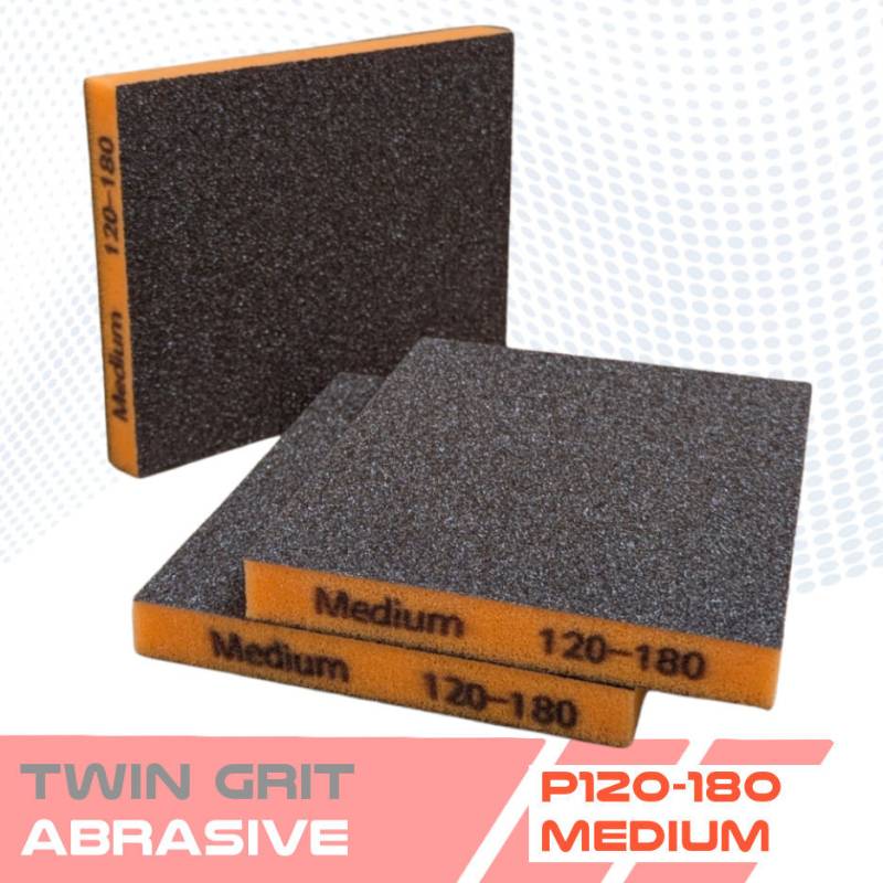 Spugne abrasive in schiuma doppia faccia TWIN GRIT – 5 livelli di grana per una levigatura di precisione