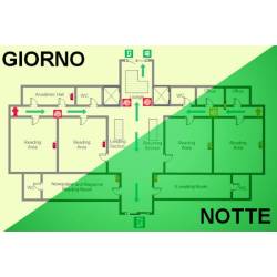 Piano d'evacuazione fotoluminescente e istruzioni