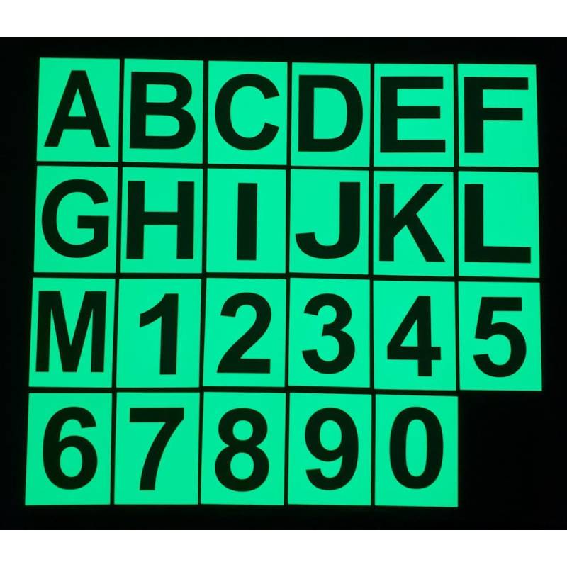 Lettere e numeri fosforescenti in PVC